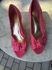 Damen-Keilabsatz-Schuh mit Knoten - pink - H&M - Gr. 38 - gebraucht - TOP