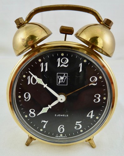 Alarm clock old - clock, brass