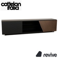 Cattelan Italia Holz Sideboard Schwarz Braun Leder Schrankfach
