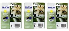 3 x Original Epson T1284 gelb Fuchs Stylus S22 SX125 SX130 SX230 SX235 SX420 o.V