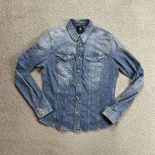 G-STAR Hemd Shirt Jeanshemd Gr L Vintage Western Cowboy Arbeit Wear 16609 Blau