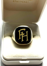 333 Gold 8 K Herrenring Ring Siegelring Onyx Initialen FH o HF  Ø 20,5 mm RG 65