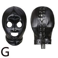 PU Leder Kopfmaske Bondage Fetisch Kopfhaube Maske Sklave Fesseln Schwarz BDSM