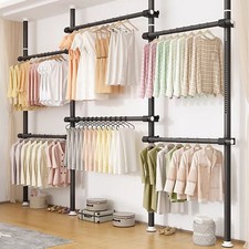 Teleskopstange Kleiderständer mit 6 Kleiderstangen Teleskop Kleiderschrank 