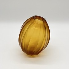 Vintage Glasvase Kugelvase Braun Bernsteinfarben Facettenschliff Vase Glas