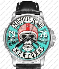 Totenkopf Biker Kunst 1976 Motorrad Einzigartig Armbanduhr Schnell UK