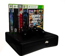 Xbox 360 S Slim 250GB HDD Black Console - GTA, Red Dead, Halo, Skyrim Bundle
