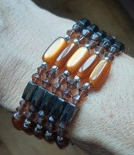 Magnetkette, Magnetarmband, terra, orange mit schwarz, Länge ca. 90 cm