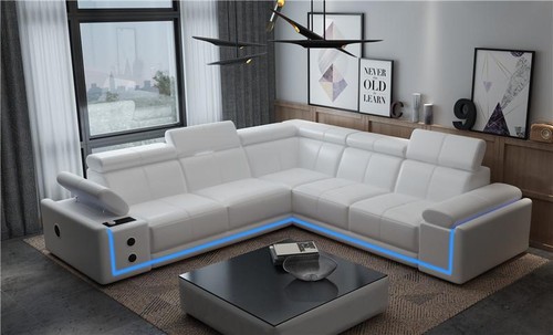 Beleuchtete leder ecksofa - beleuchtete,