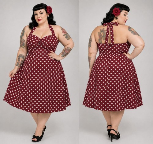 Plus size rot weiß polka - size,