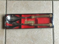 Vintage Salat Besteck mit Holzgriff Beram Rostfrei 60er 70er Jahre