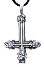umgedrehtes Kreuz Satankreuz Kreuzanhänger Kreuzkette Anhänger Zinn Pewter Nr.28