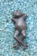 Gusseisen Frosch liegend groß Metall Garten