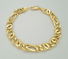 585 Gold Armband 22,5cm Tigerauge 9,7mm Breit 14 Karat Gelbgold NEU 9,86g