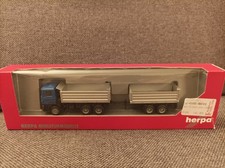 Herpa 1:87 in OVP; 145756 MAN F 2000 Baukipper-Tandem-Hängerzug ( blau, silber )