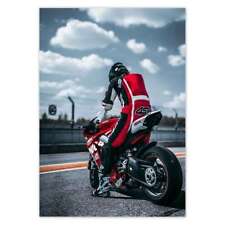 Poster WandTattoo Sticker Aufkleber Motorrad auf der Rennstrecke Nr. H7654_PLNS