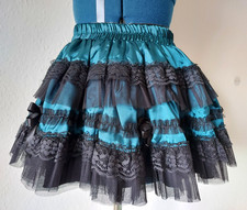 Rock Steampunk Spitze Satin Rüschen Stufen Mini schwarz petrol Gothic Szene