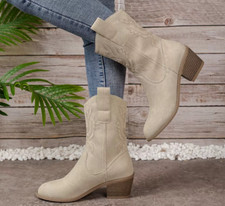 2025 Damen Stickerei Cowboystiefel Mid Wide Western Schuhe Boots Stiefel Outdoor