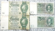Lot banknote 50 - 10,, reichsmark