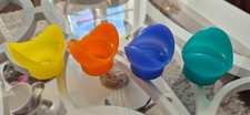 Tupperware 4er Set Eierbecher "Junge Welle" gelb, orange, blau, grün