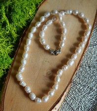 Perlen Collier /Halskette *MagnetVerschluß*echte Perlen Naturwuchs*Perlmut*45 cm