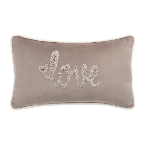 Kissen love samt taupe beige - kissen,