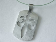 Edelstahl Lilien-Kreuz Kettenanhänger französische Lilie fleur de lis gelasert