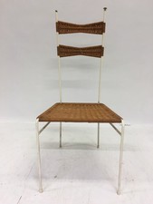 Drahtstuhl String Chair Mid-Century Italien ? um 1950 Weiß Geflecht braun