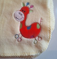 Baby Kuscheldecke gelb mit Tiermotiv ca. 99 x 79 cm NEU