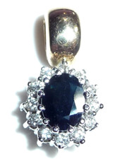 Anhänger 585 Gold 0,30 ct. Diamanten 0,80 ct. Saphir 19,5 mm 2,8g Vario-CLIP