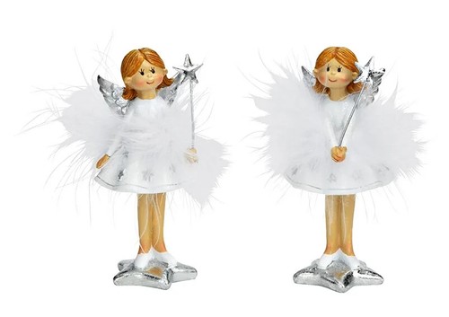 Deko engel figur 11cm - figur, sort