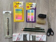 Schreibwarenset 11 Teile: Faber Castell Anspitzer, Bleistifte, Post-its,... GUT