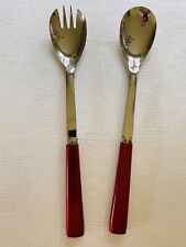 Salat Besteck Salatbesteck TCM Tchibo Edelstahl weinrot 28 cm