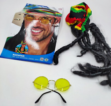 Widmann Kostümset Rastamann Mütze mit Dreadlocks Brille 68542