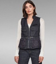 G-Star Damen Weste Jeans Jacke Slim GSRR Hito Waistcoat, Blau rinsed, XS
