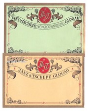 x5127 GLOGAU – Głogów  Janz u. Tschepe 2x WEINETIKETT wine label