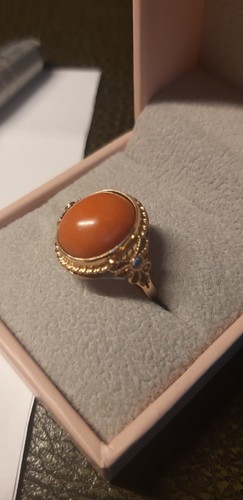Korallen ring 585ergold - korallen,