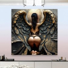 Leinwand Kunstdruck Wandbild Engel mit goldenen Flügeln Moderne Wandkunst 8737A