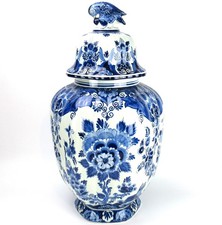 Handbemalte Fayence Deckelvase Delfts Blau RAAM Paul Abele Göppingen Vintage