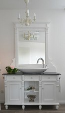 Waschtisch mit Waschbecken, Aufsatz und Spiegel im Landhausstil Badmöbel