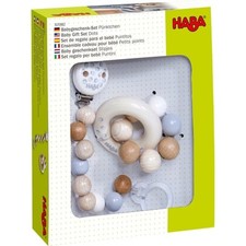 HABA Babygeschenk-Set Pünktchen – Schnullerkette und Greifling aus Holz, Geschen