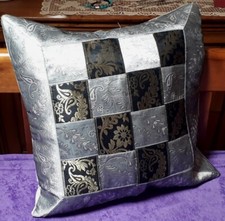 NEU!Vintage Nostalgie Shabby Landhaus 1 St.Deko Kissen+Bezug 40x40cm Grau/Silber