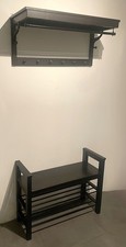 Garderobe IKEA Hemnes Sitzbank + Hutablage Kombination schwarz matt Regal Schuhe