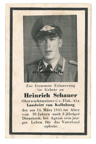 Orig sterbebild flak soldat - orig.,