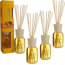 4er Set Diffuser Orange mit Holzstäbchen 4 x 120ml Aroma Raumduft Duftspender