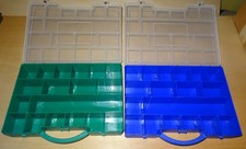 V2209 Sortimentskästen 2 Stück 35,3x24,8x5,5 mit 18 Einteilungen in grün + blau