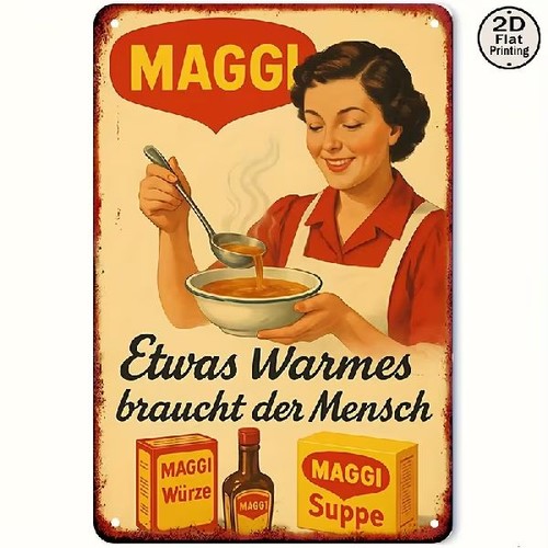 Blechschild maggi etwas warmes - maggi,