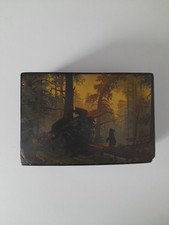 Vintage FEDOSKINO Russische Lack Schmuckschatulle Signiert