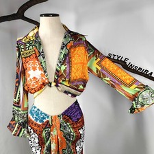 ZARA 🧡 SET BLUSE MIDIROCK KNOTEN PATCHWORK SEIDENTUCH OPTIK 7734/012 & 7934/045