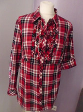 Esprit Bluse*(edc)*rot-weiß-schwarz kariert*Turn-up Ärmel*Baumwolle*Gr.  40